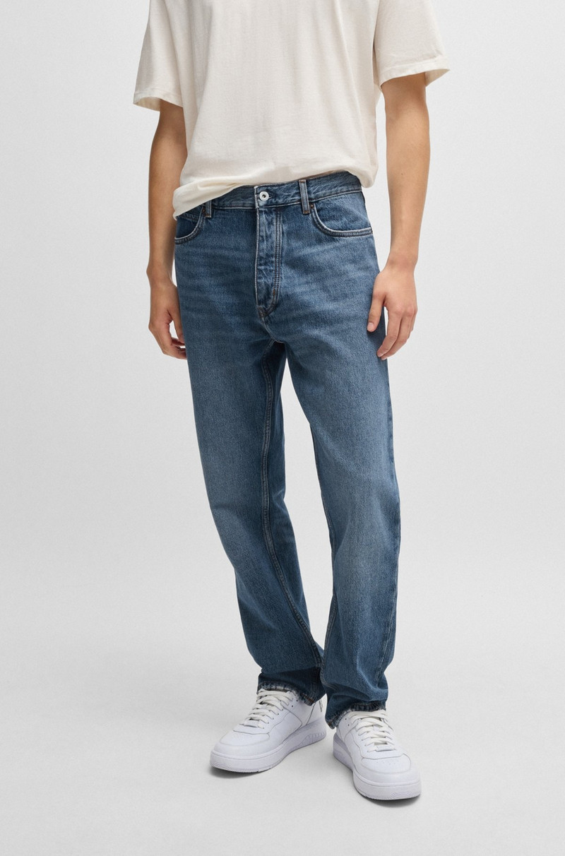 HUGO REGULAR-FIT JEANS IN BLUE STONEWASHED DENIM outlook