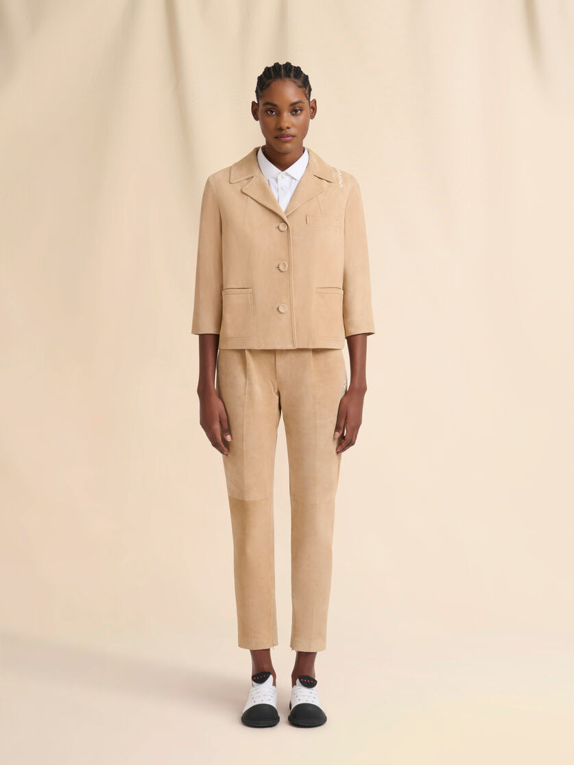 CAMEL SUEDE BOXY JACKET - 2