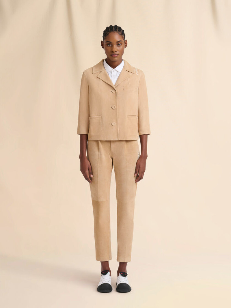 Marni CAMEL SUEDE BOXY JACKET outlook