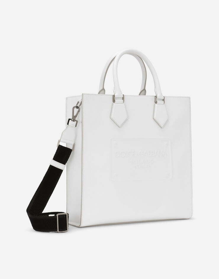 Calfskin tote bag with raised logo 3