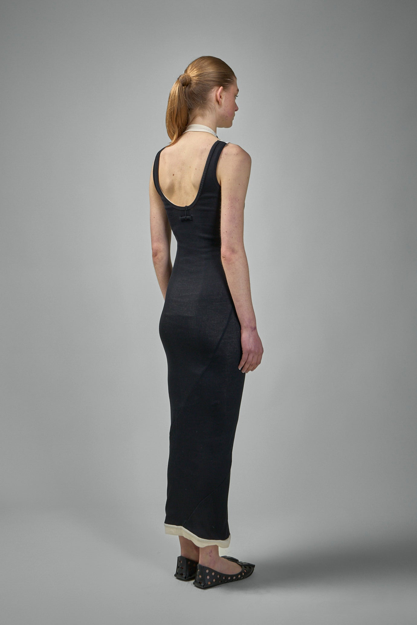 Cotton Ribbed Twisted Double Layer Sleeveless Dress - 3