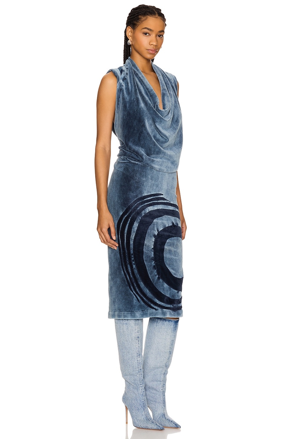 Open Back Cowl Neck Hoodie Dress - 3
