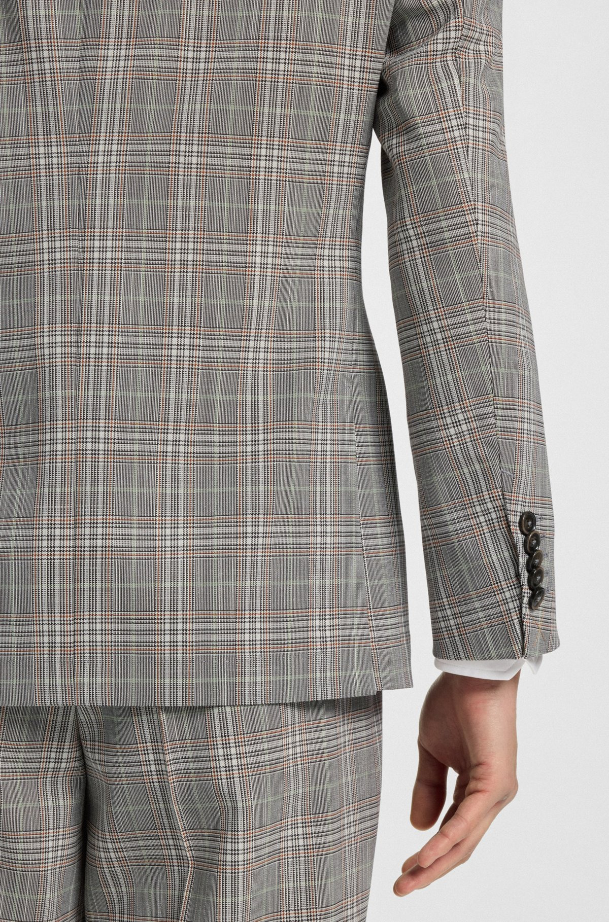 SLIM-FIT JACKET IN CHECKED VIRGIN WOOL - 6