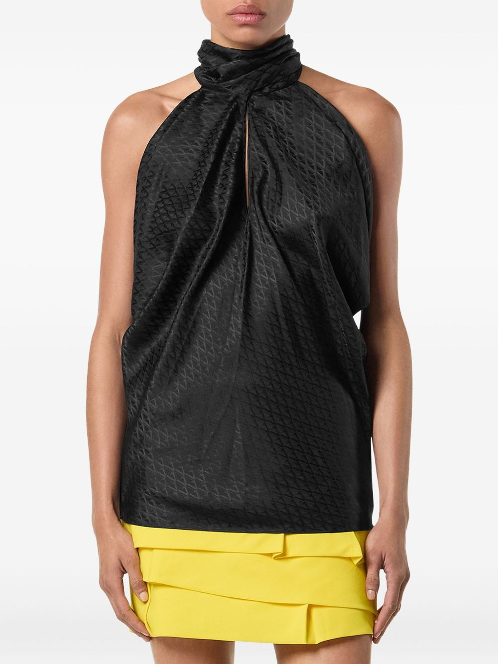 neck-tie textured top - 3