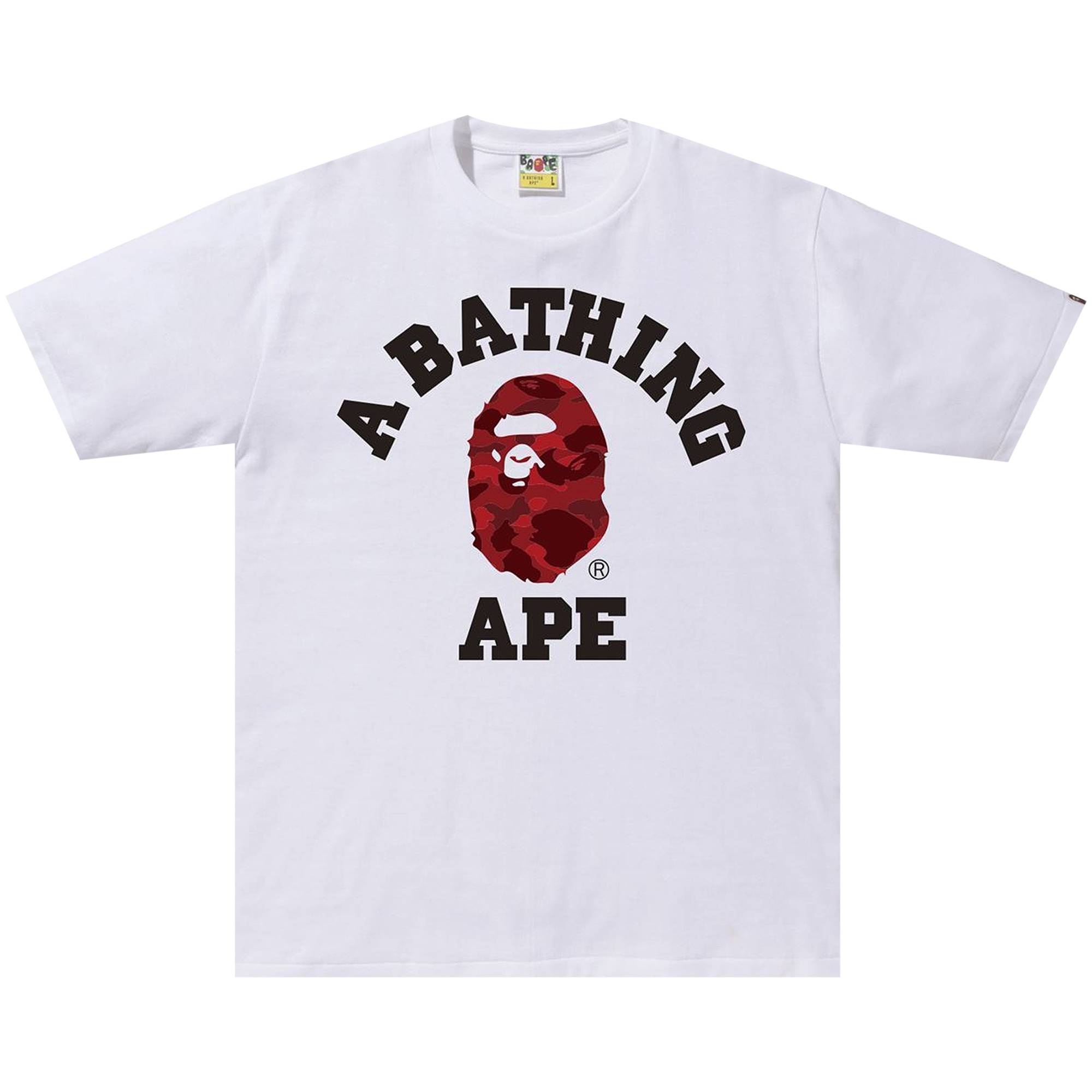 BAPE Color Camo College Tee 'White/Red' - 1