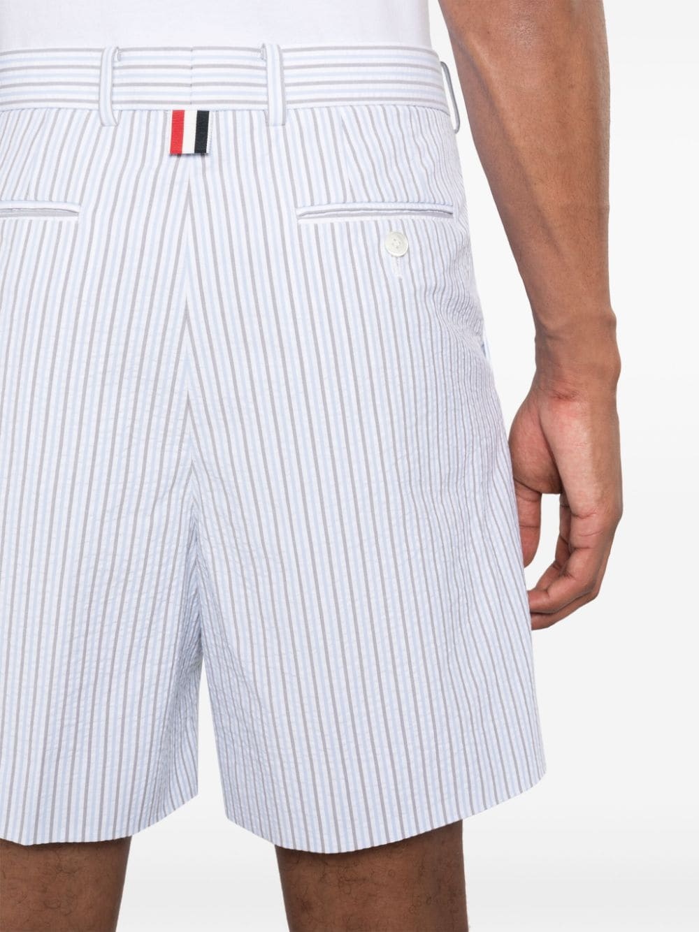 striped seersucker cotton shorts - 5