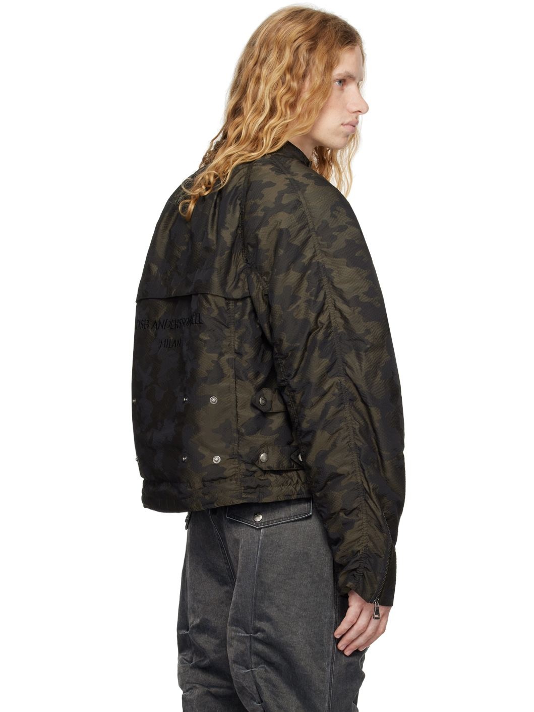 Green Camouflage Lace-Up Padded Jacket - 3