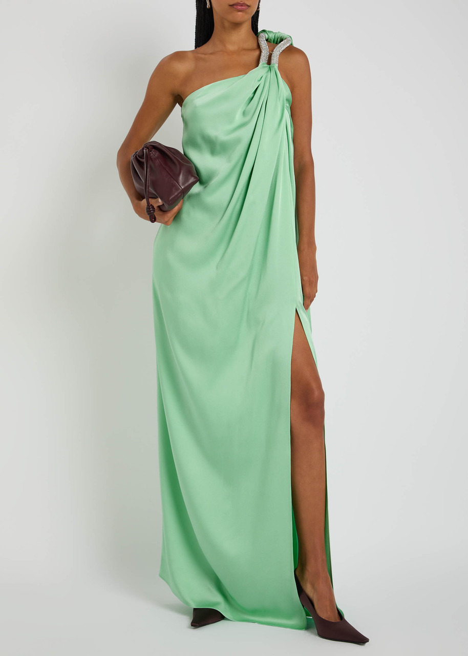 Stella Mccartney Crystal-embellished One-shoulder Satin Gown - 4