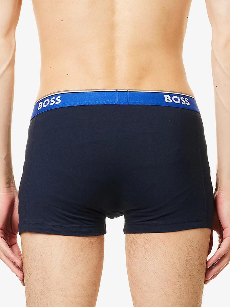 BOSS Power Logo-Waistband Pack Of Three Stretch-Cotton Boxer Trunks outlook