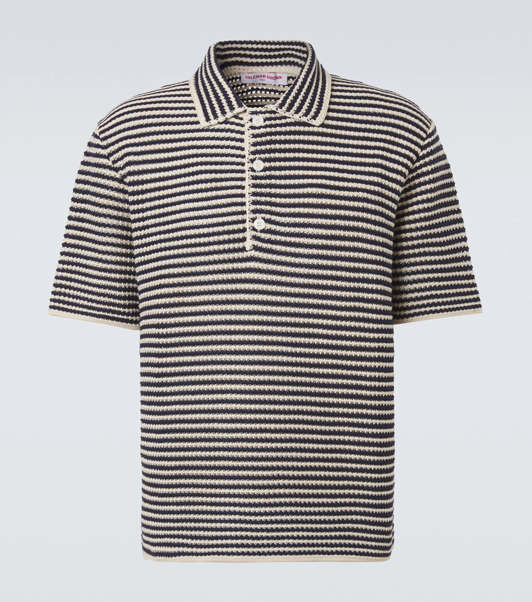 Lowry striped crochet cotton polo sweater - 1