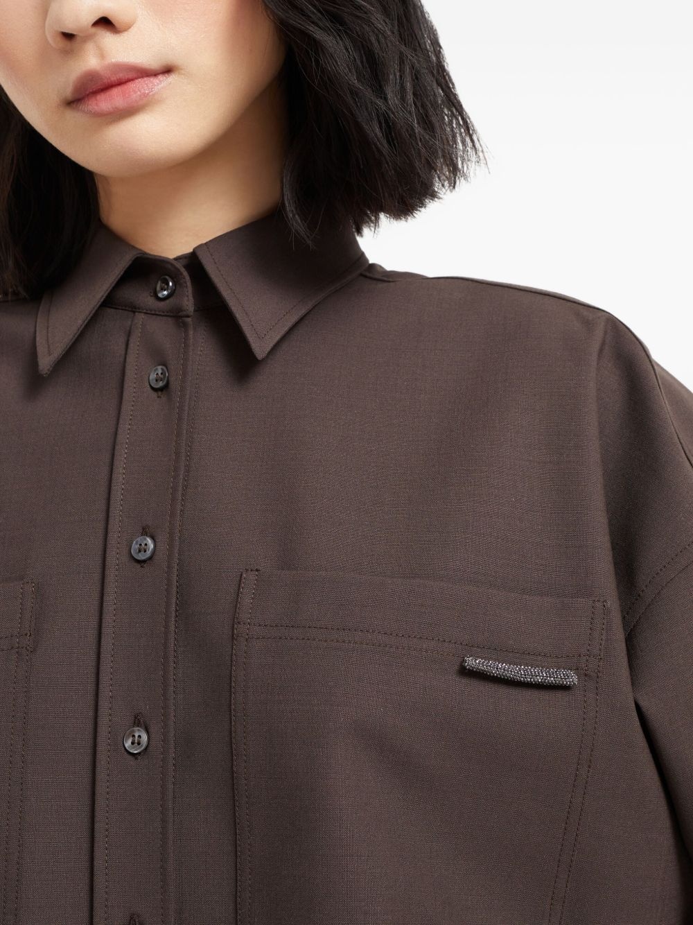 Monili-detail shirt - 6