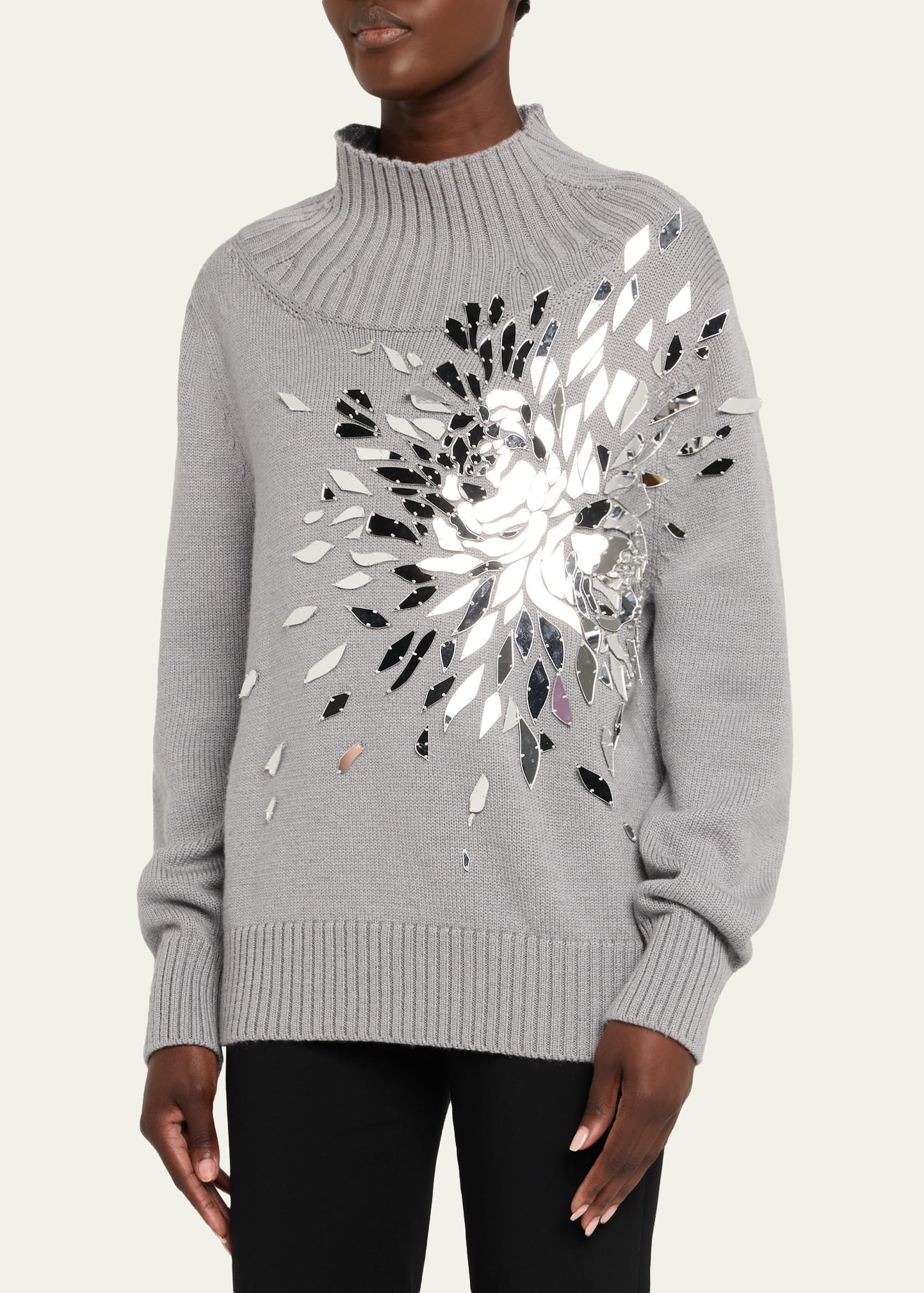 Shattered Glass Embroidered Mockneck Sweater - 4