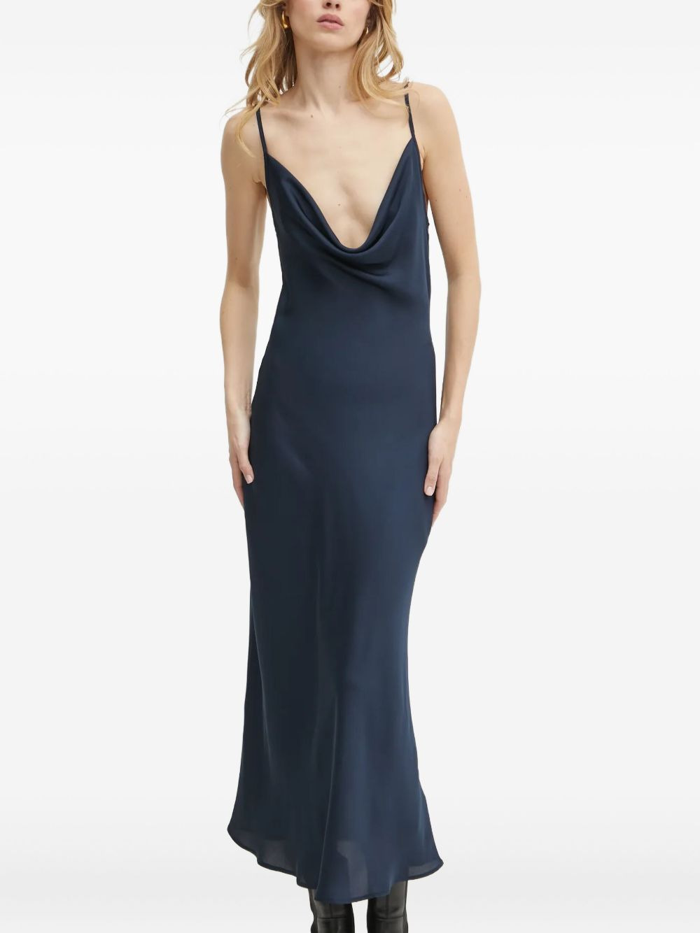 cowl-neck midi dress - 3