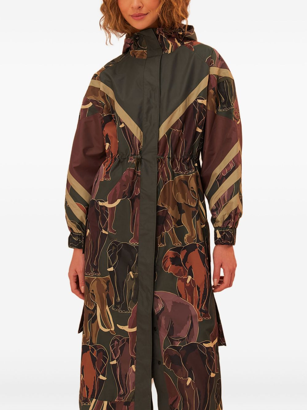 elephant-print hooded coat - 1