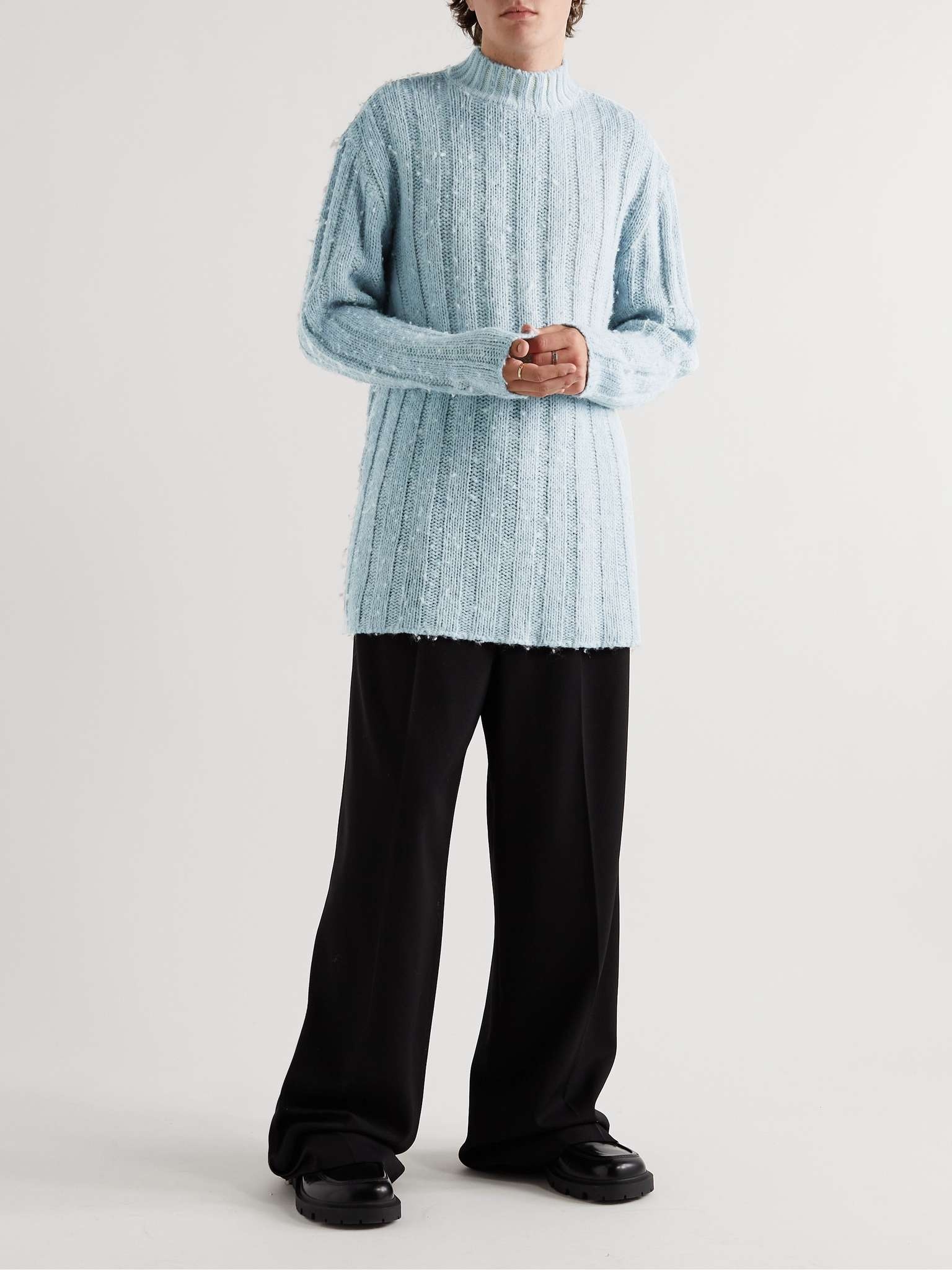 Ribbed-Knit Mock-Neck Sweater - 2