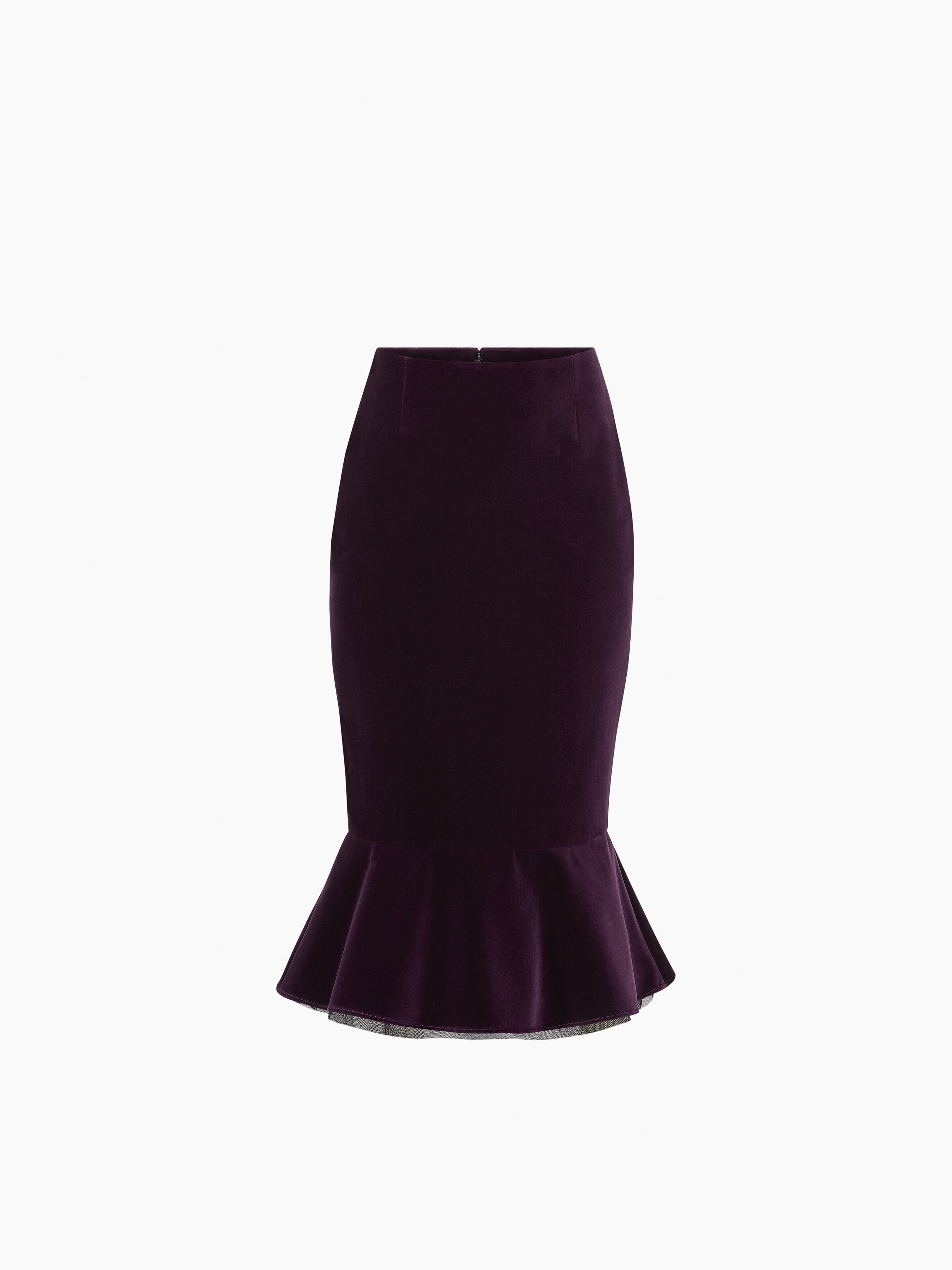 Midi Peplum Velvet Skirt - 5