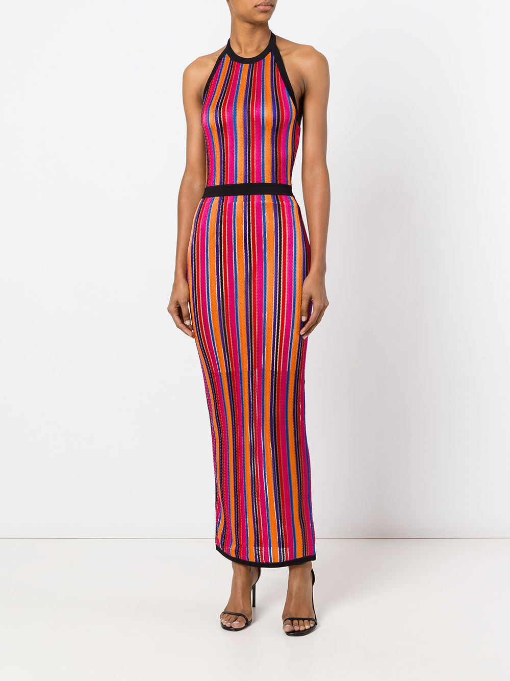 striped contrast trim dress - 2