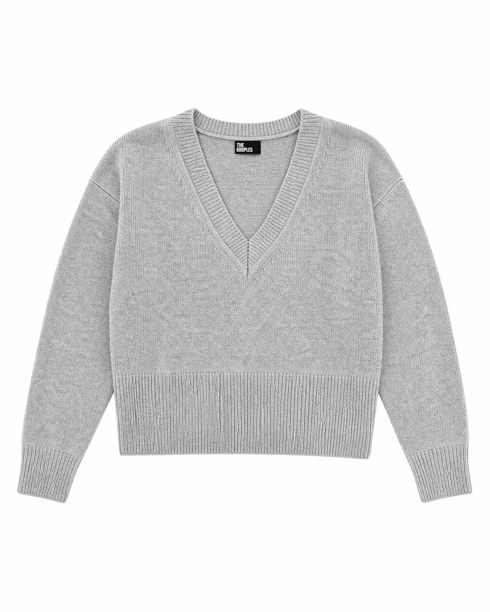BLUE MERINO WOOL AND CASHMERE SWEATER - 1