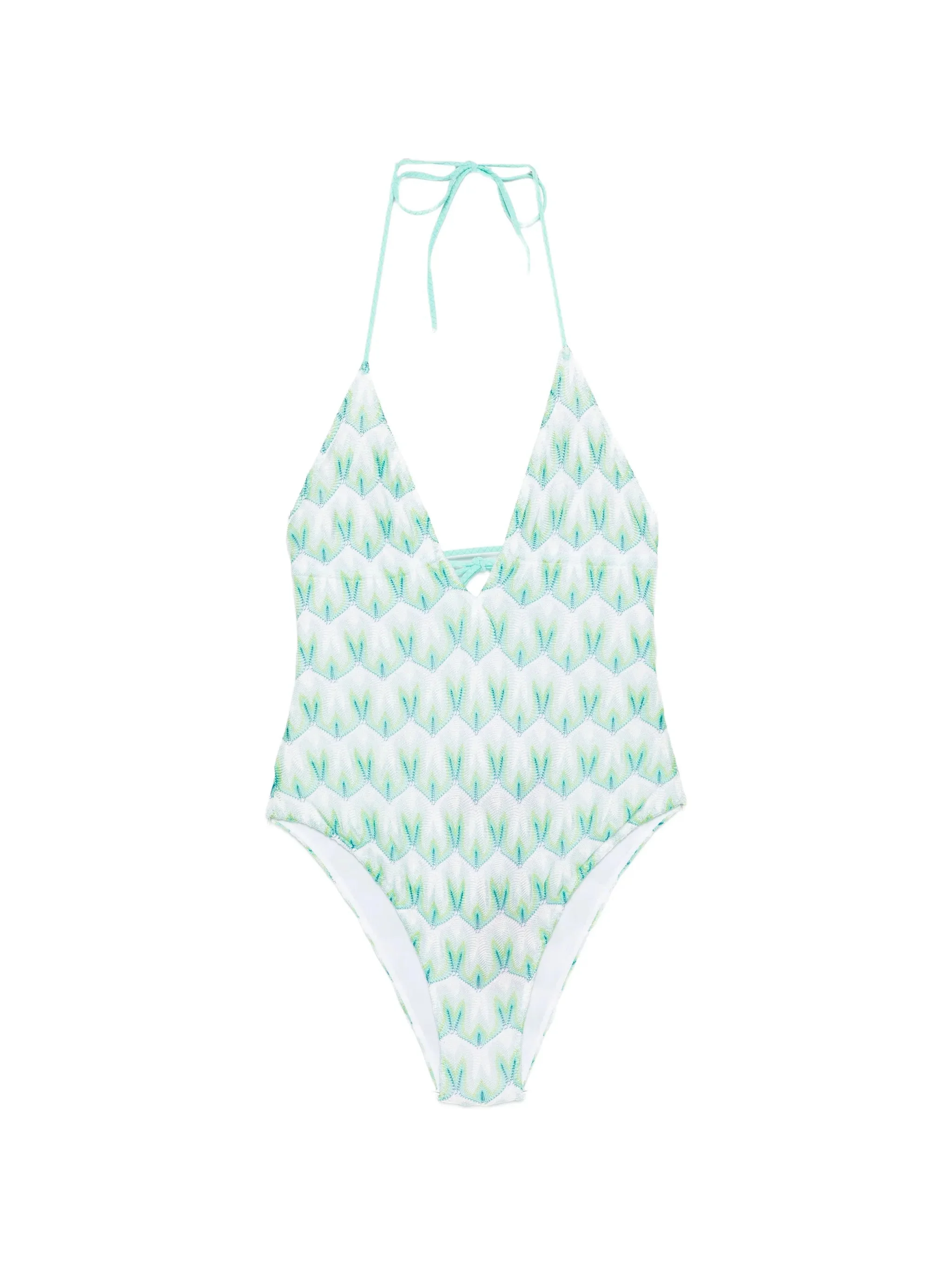 V-neck patterned swimsuit - 1