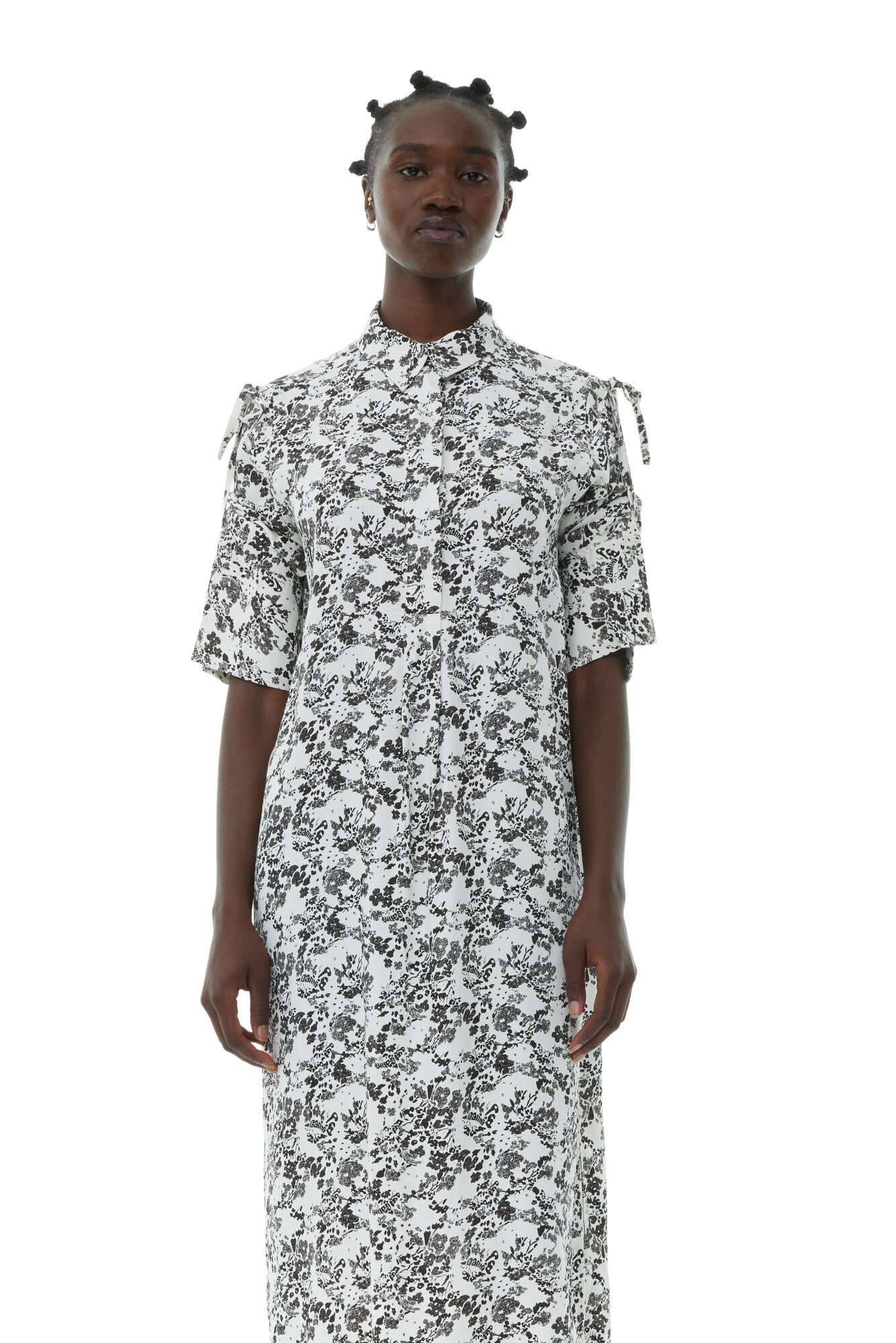 FLORAL VISCOSE TWILL OVERSIZED SHIRT DRESS - 3