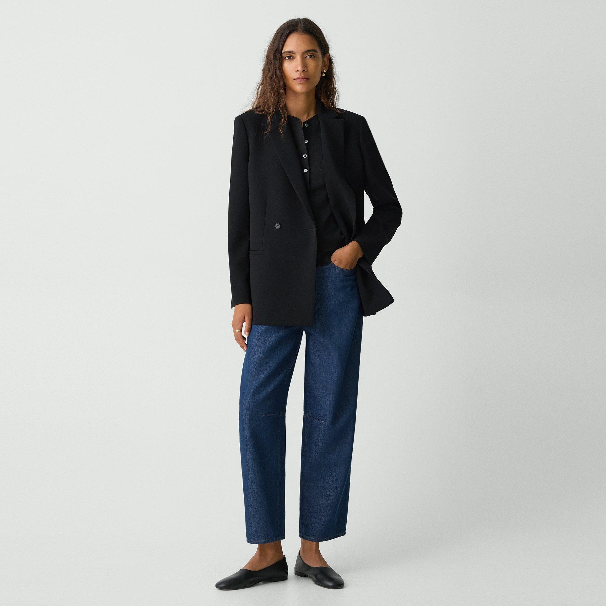 Relaxed Double-Breasted Blazer in Admiral Crepe - 6