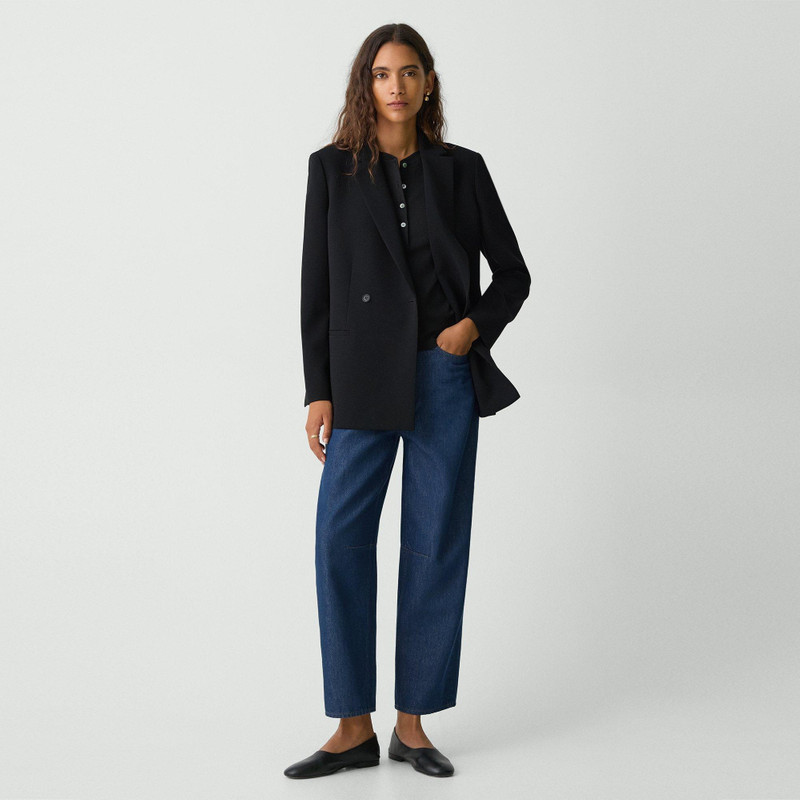 Theory Relaxed Double-Breasted Blazer in Admiral Crepe outlook