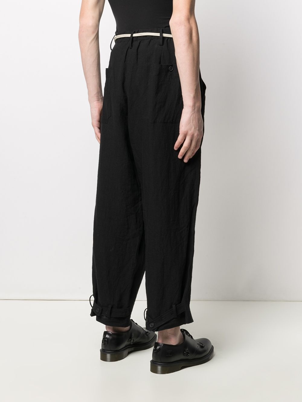 wide-leg tied-waist trousers - 4