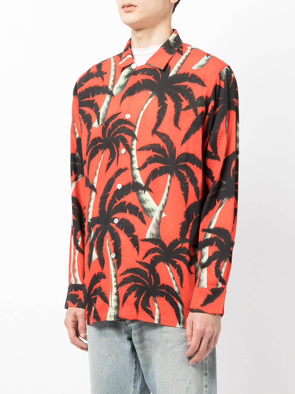 Palm tree-print tencel shirt - 3