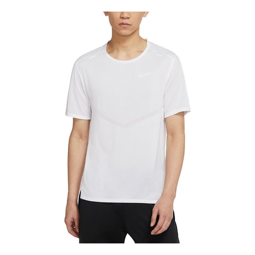 Nike Dri-fit Rise 365 Causual Sports Ventilate Round Collar T-Shirt Men's White CZ9185-100 - 1