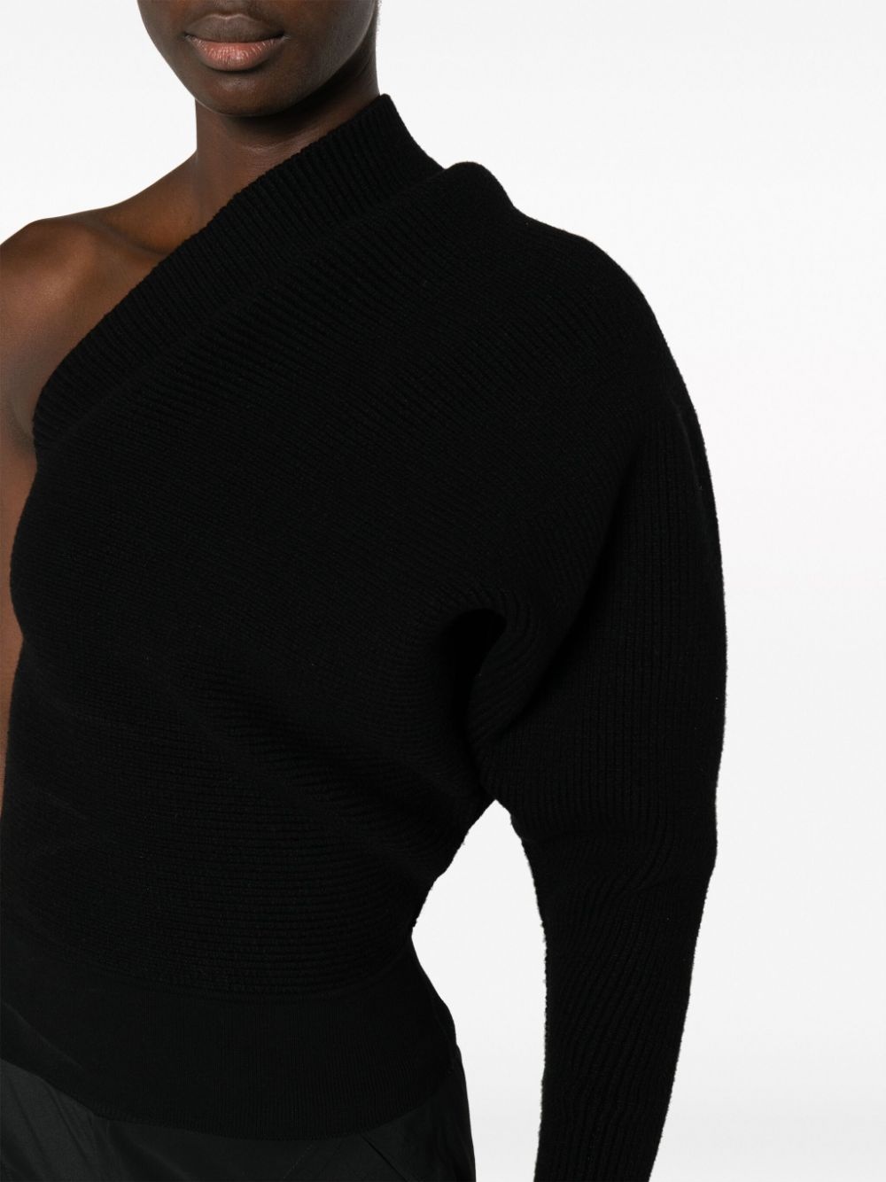 one-shoulder ribbed-knit jumper - 5