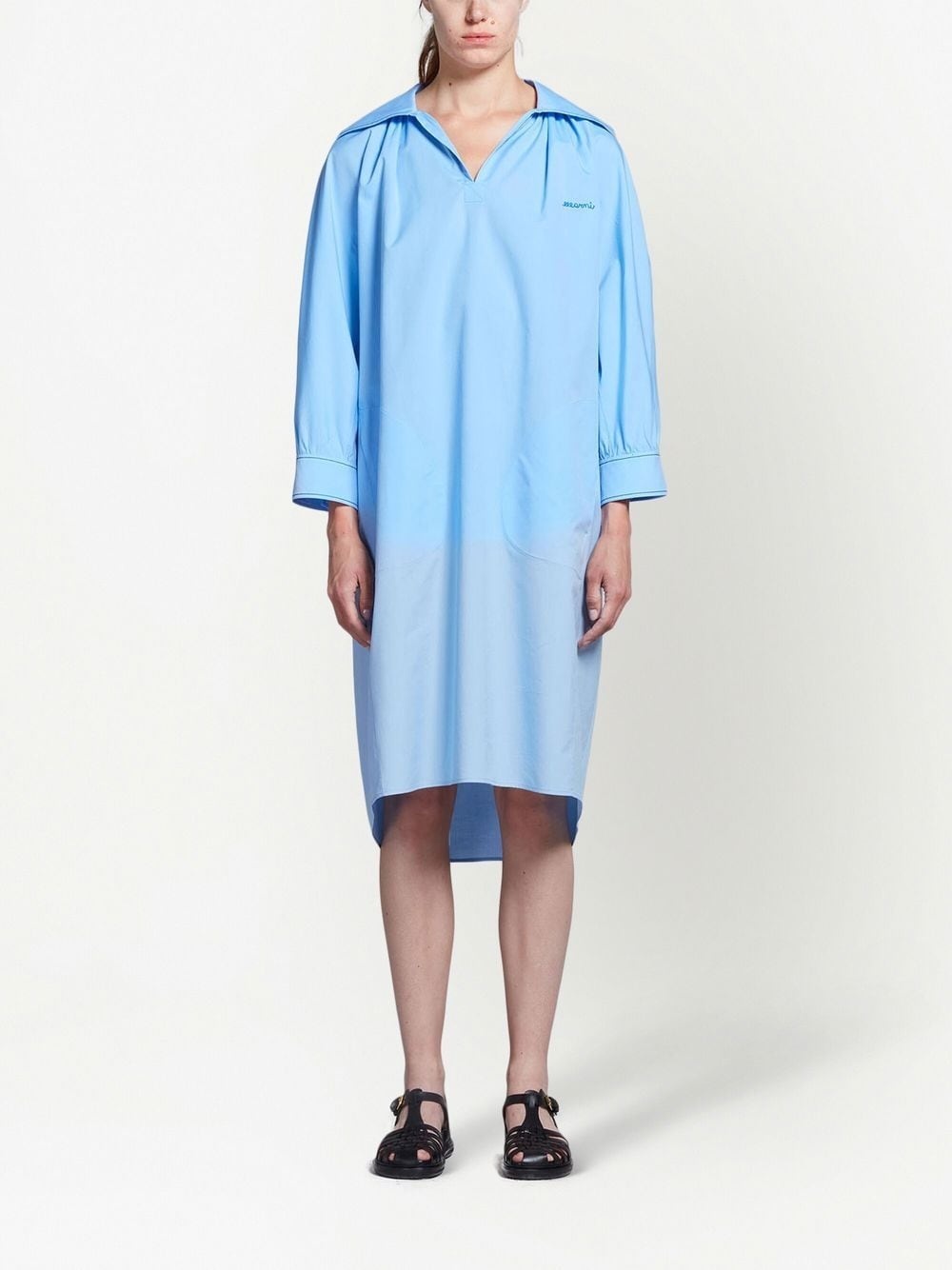 logo-embroidered long-sleeve dress - 2