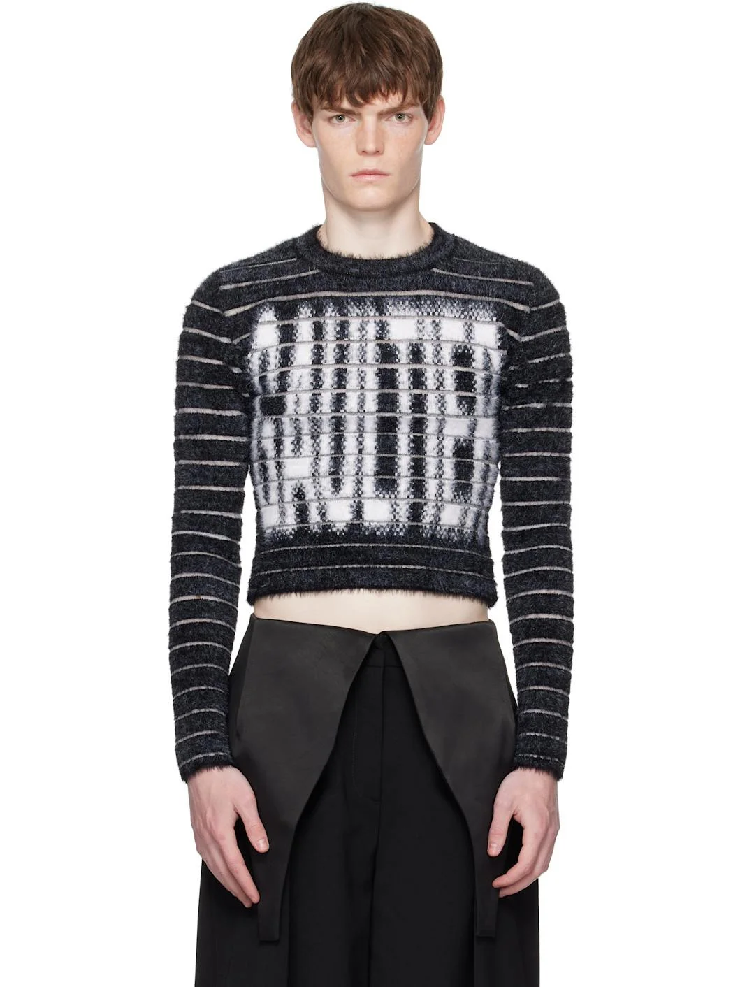 Black & White Jacquard 'Gaultier' Sweater - 1
