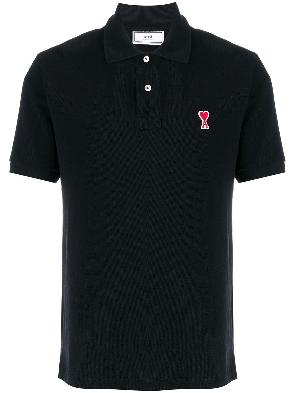 Men Short Sleeve Polo Shirt With Red Ami De Coeur Patch - 1