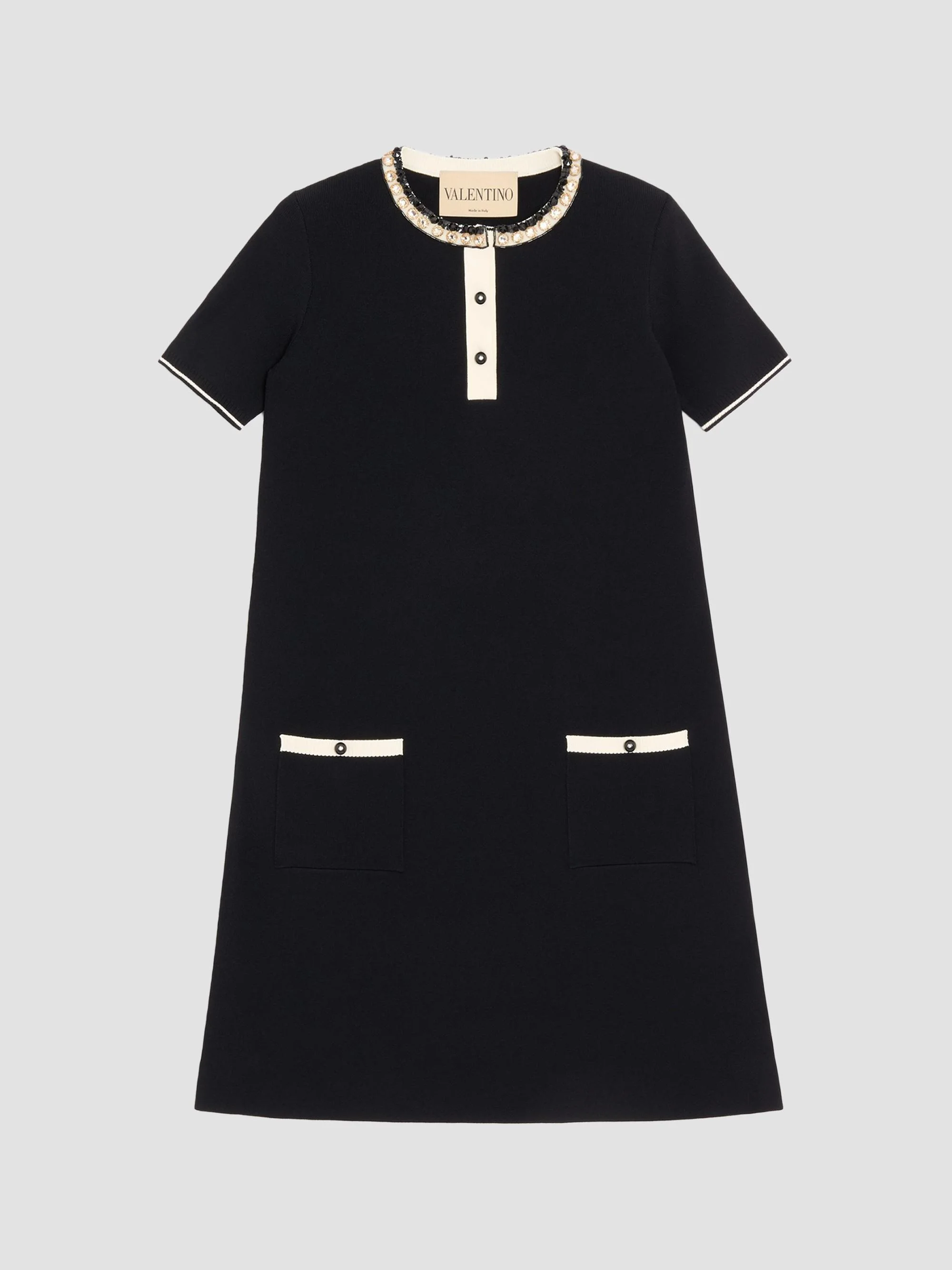 Women's Embroidered Stretch Viscose Dress - Black - 1