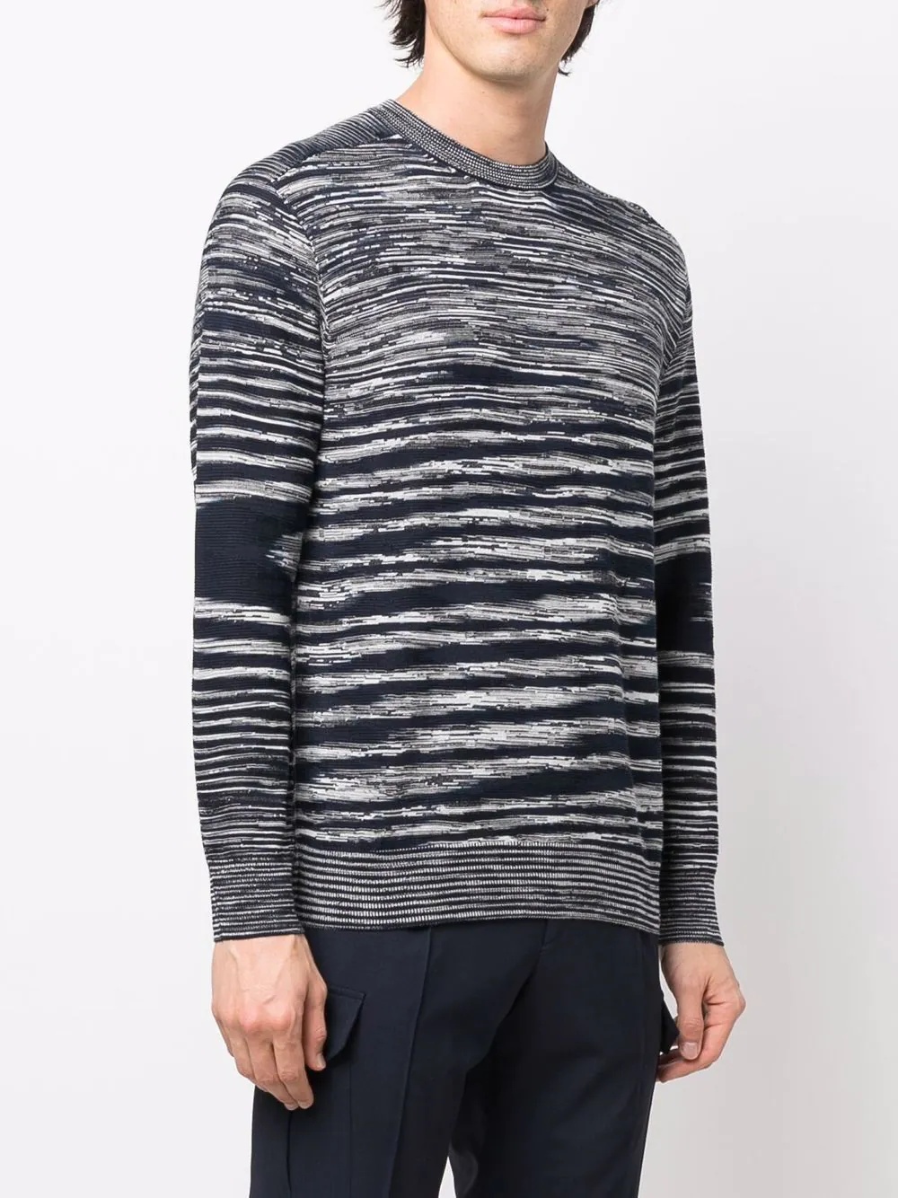 striped crew neck jumper - 3