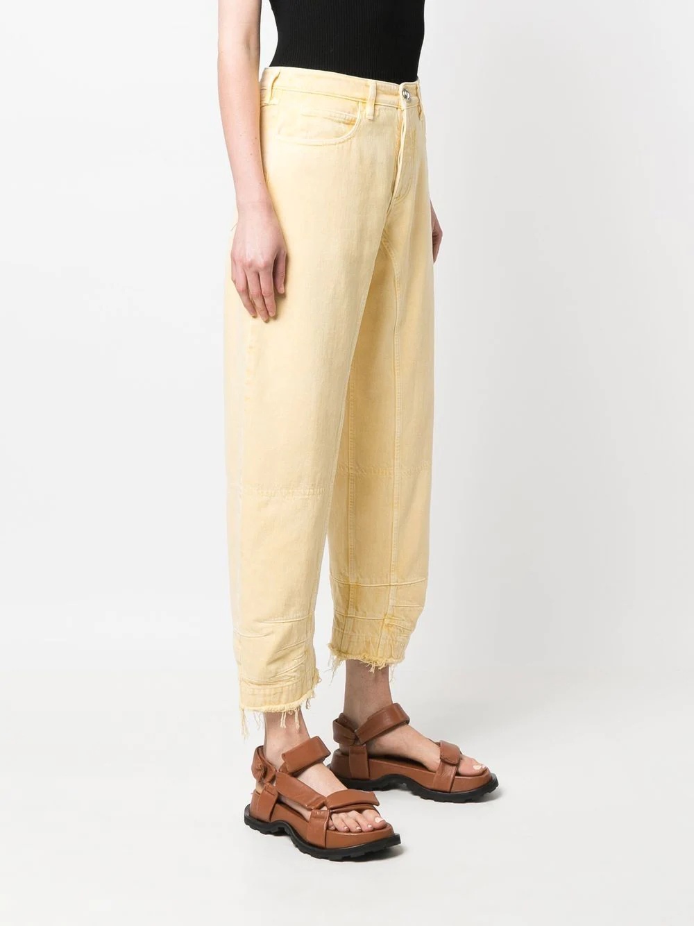 frayed-hem cropped jeans - 4