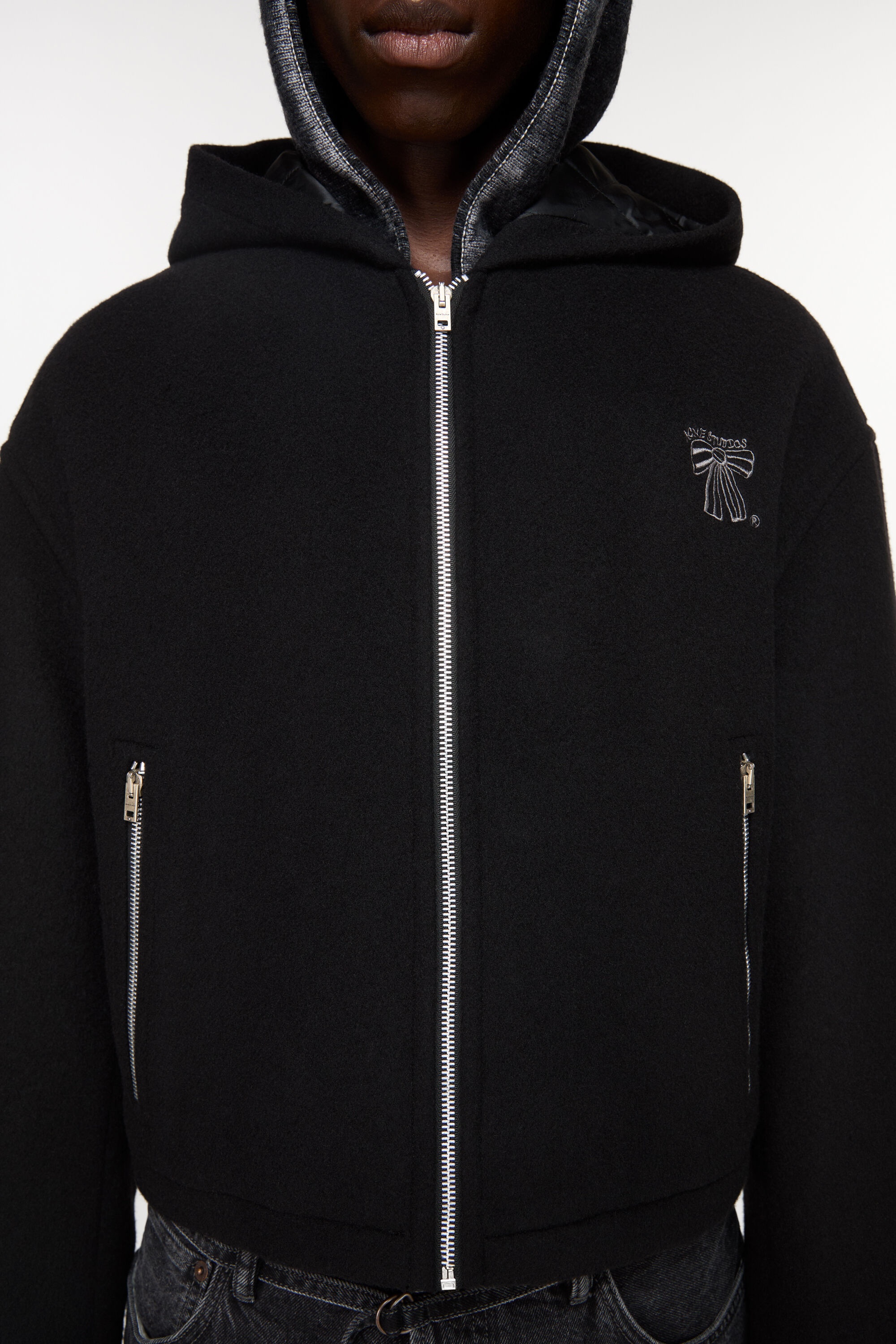Hooded jacket wool blend - Black - 6
