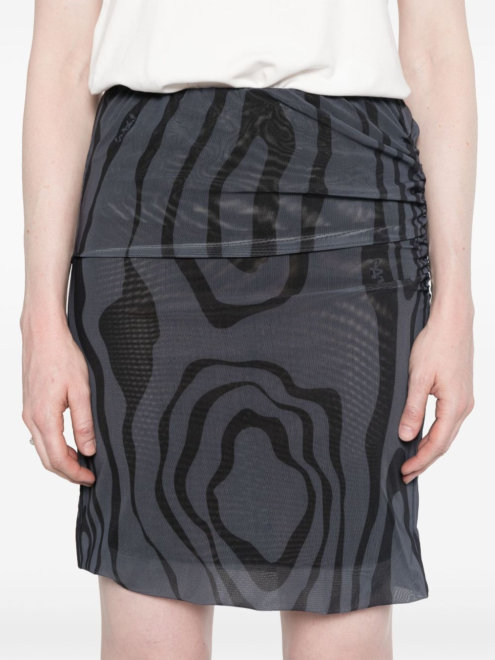 ripple-print gathered midi skirt - 5