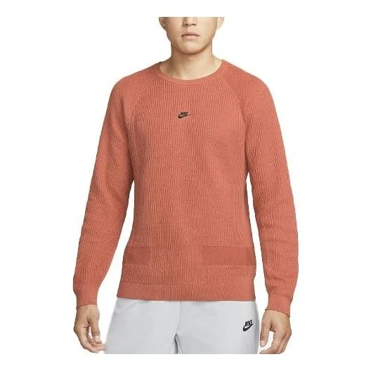 Men's Nike Round Neck Long Sleeves Casual Sports Pullover Knitwear Madder Root Brown DN3618-827 - 1