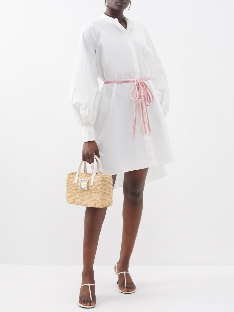Tahira belted stand-collar cotton shirt dress - 2
