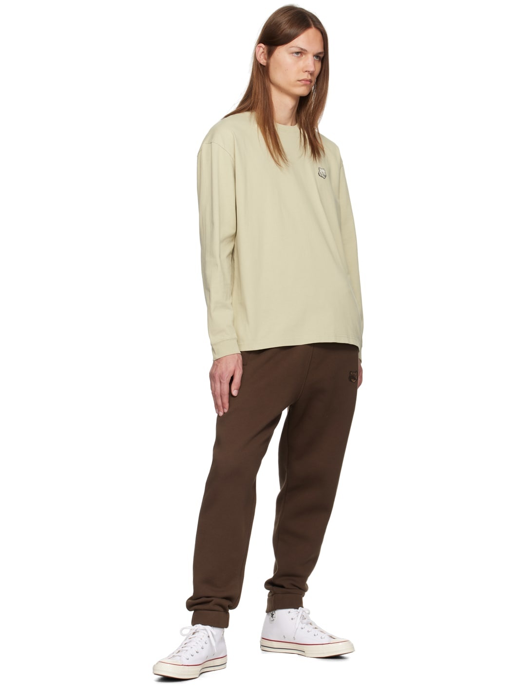 Brown Bold Fox Head Patch Sweatpants - 4