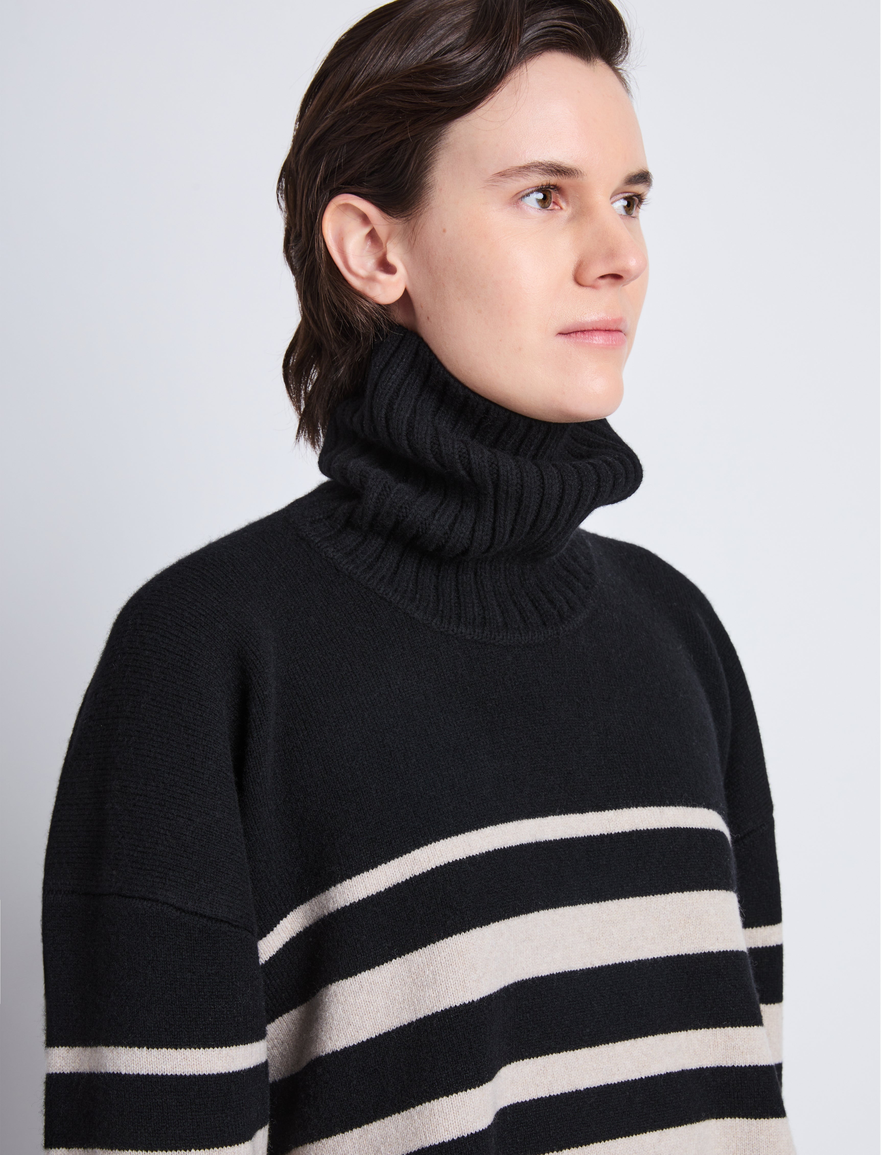 Sandra Turtleneck in Striped Doubleface Cashmere - 6