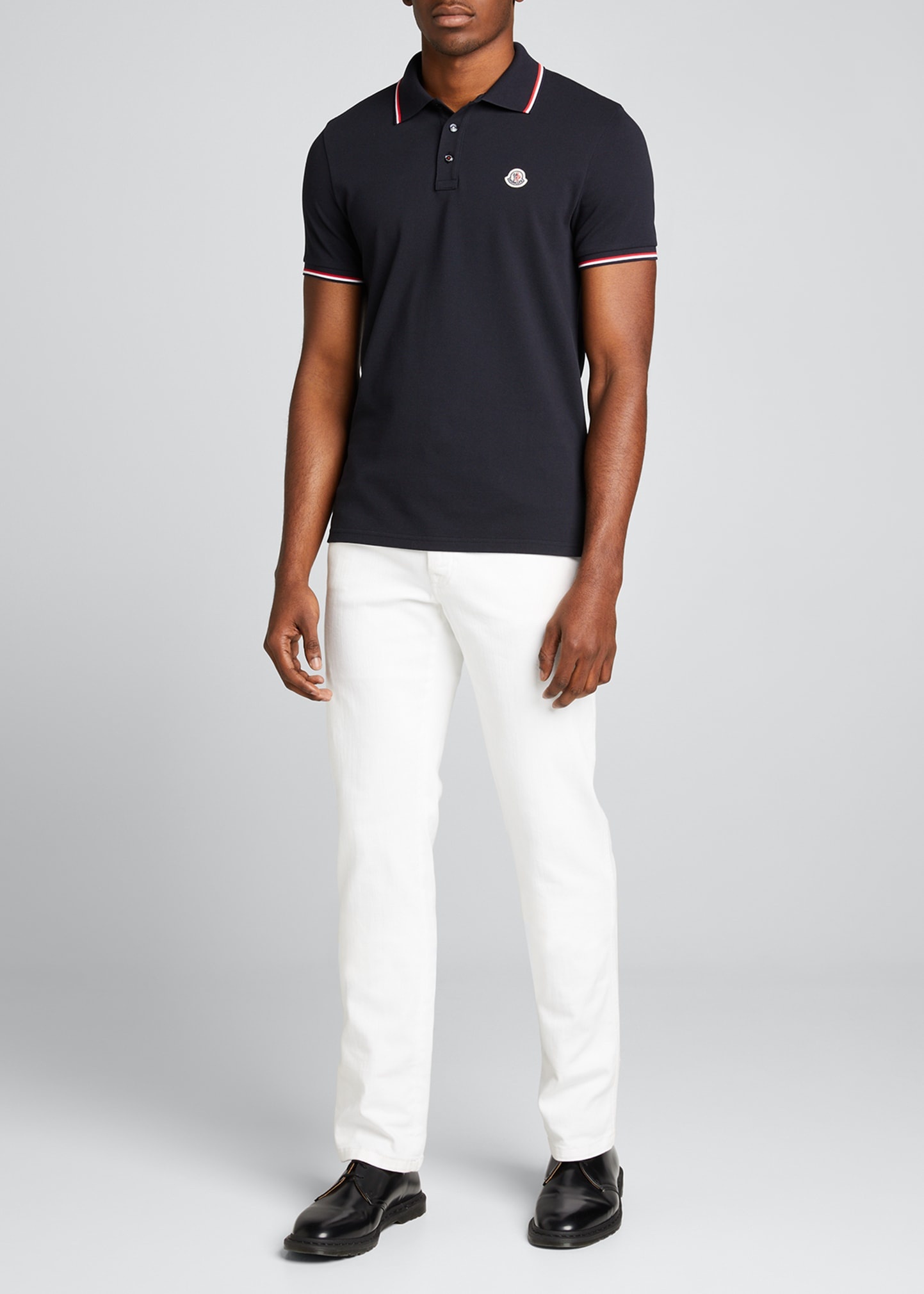 Men's Classic Tipped Polo Shirt w/ Logo Patch - 1