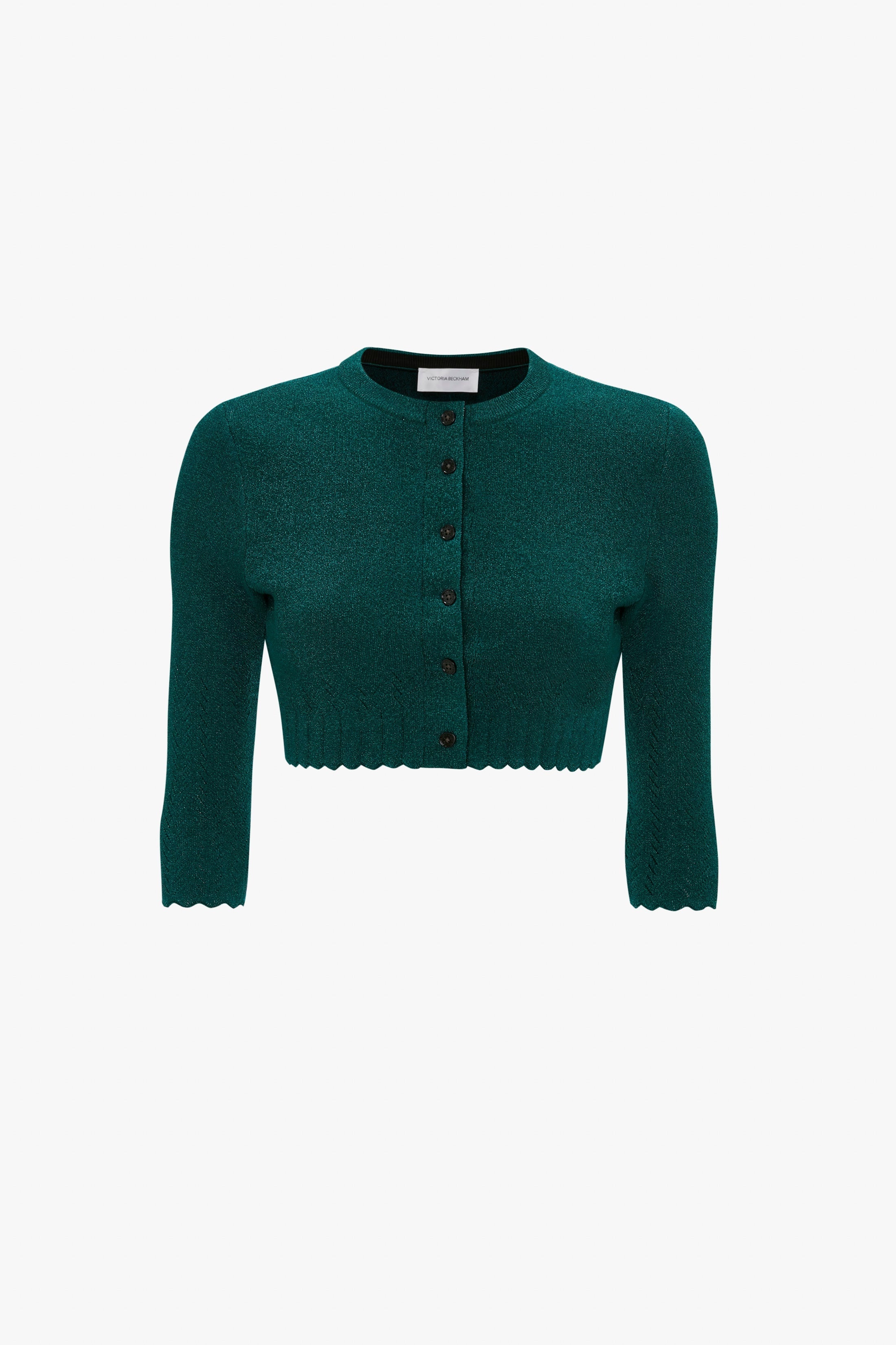 VB Body Cropped Cardi In Lurex Green - 1