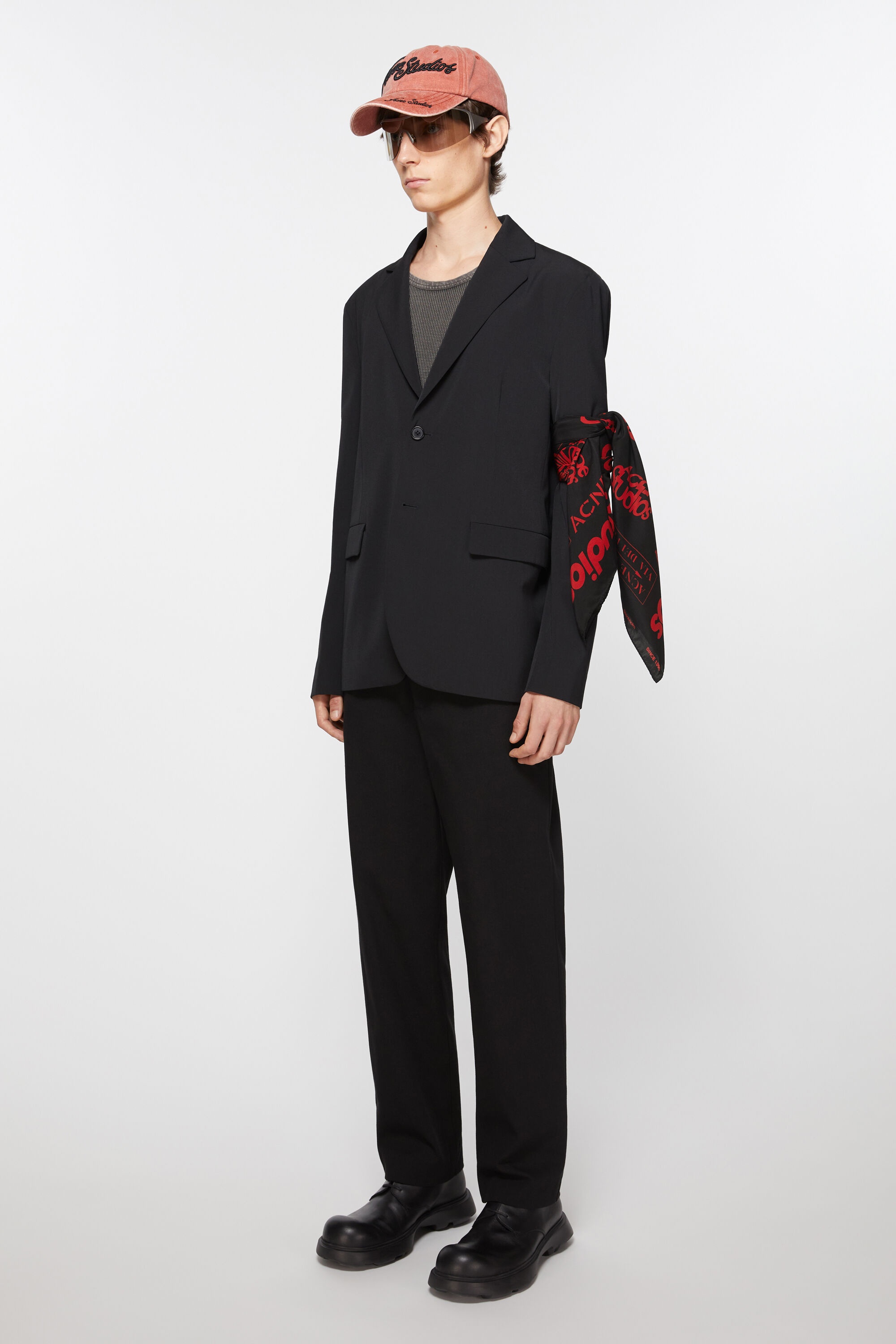 Brand logo silk scarf - Black - 3