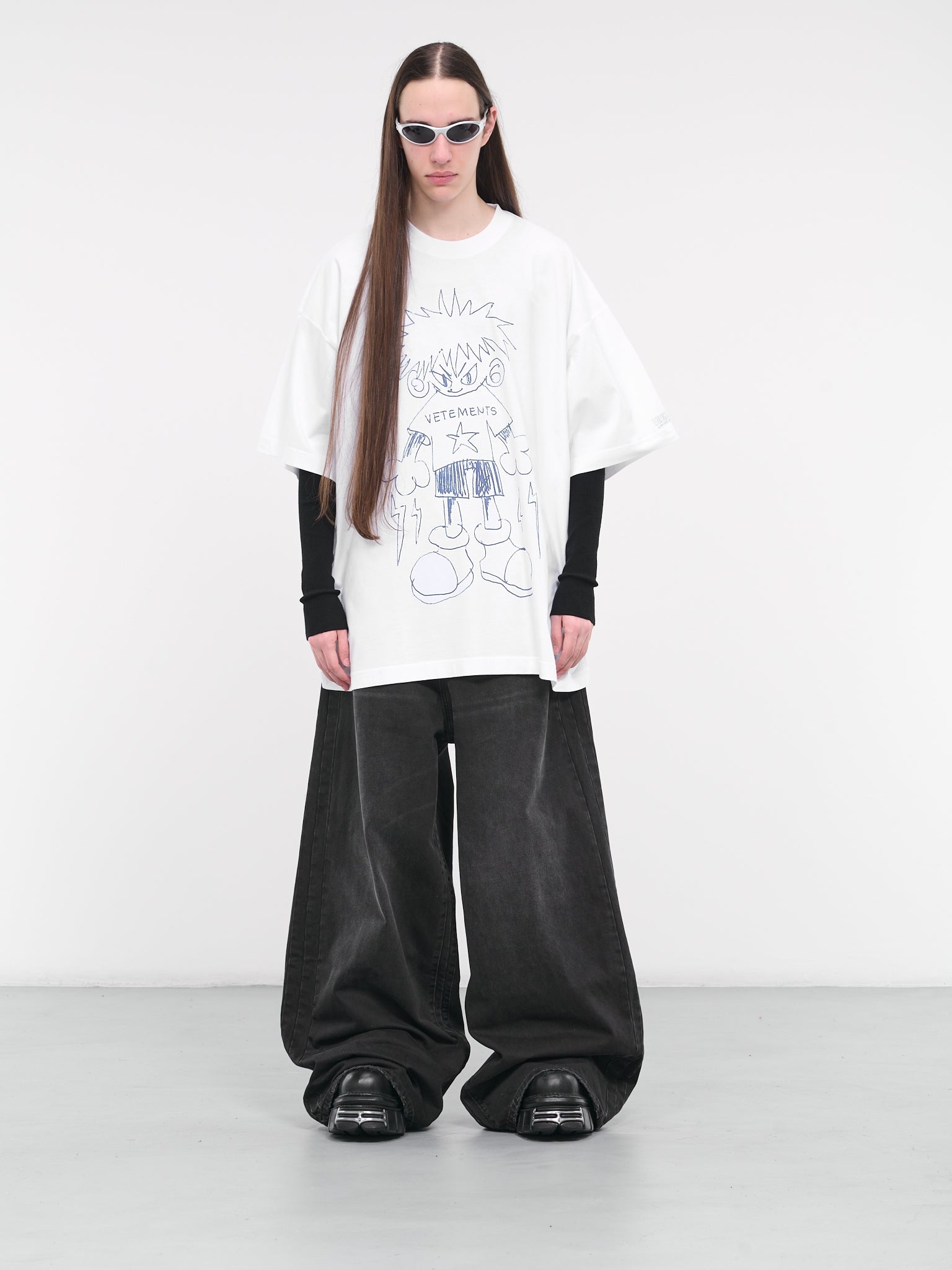 VETEMENTS Scribbled Teen Oversized Logo-Print Cotton-Jersey