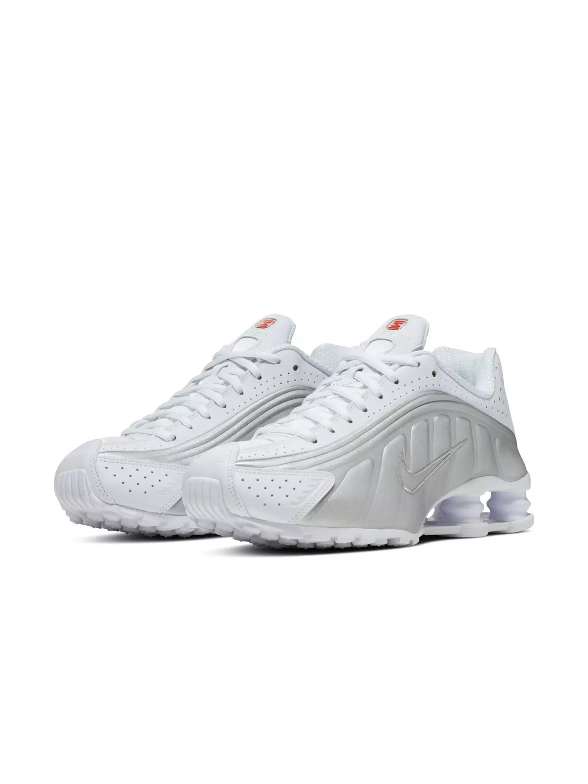 Shox R4 "White/Metallic Silver/Max Orange" Women's Shoe - 5