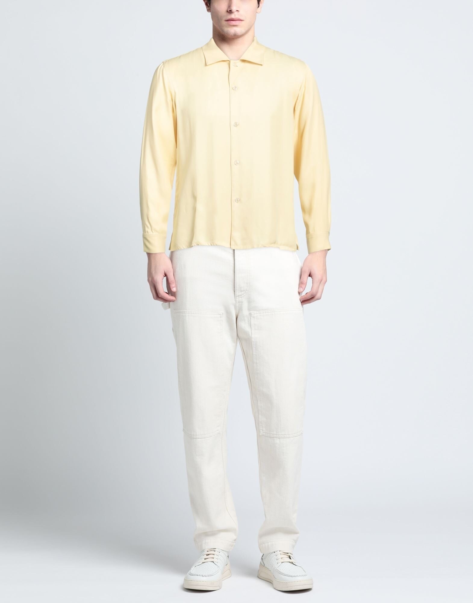 Light yellow Men's Solid Color Shirt - 2