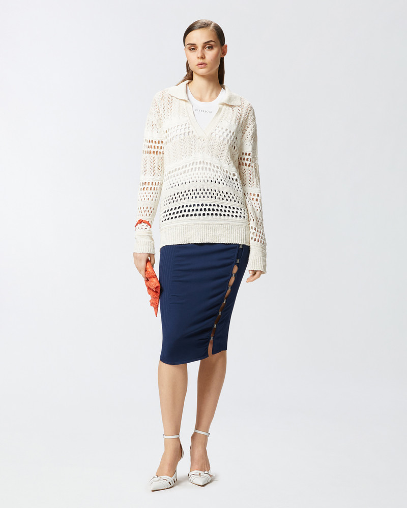 PERFORATED COTTON SWEATER WITH COLLAR 3