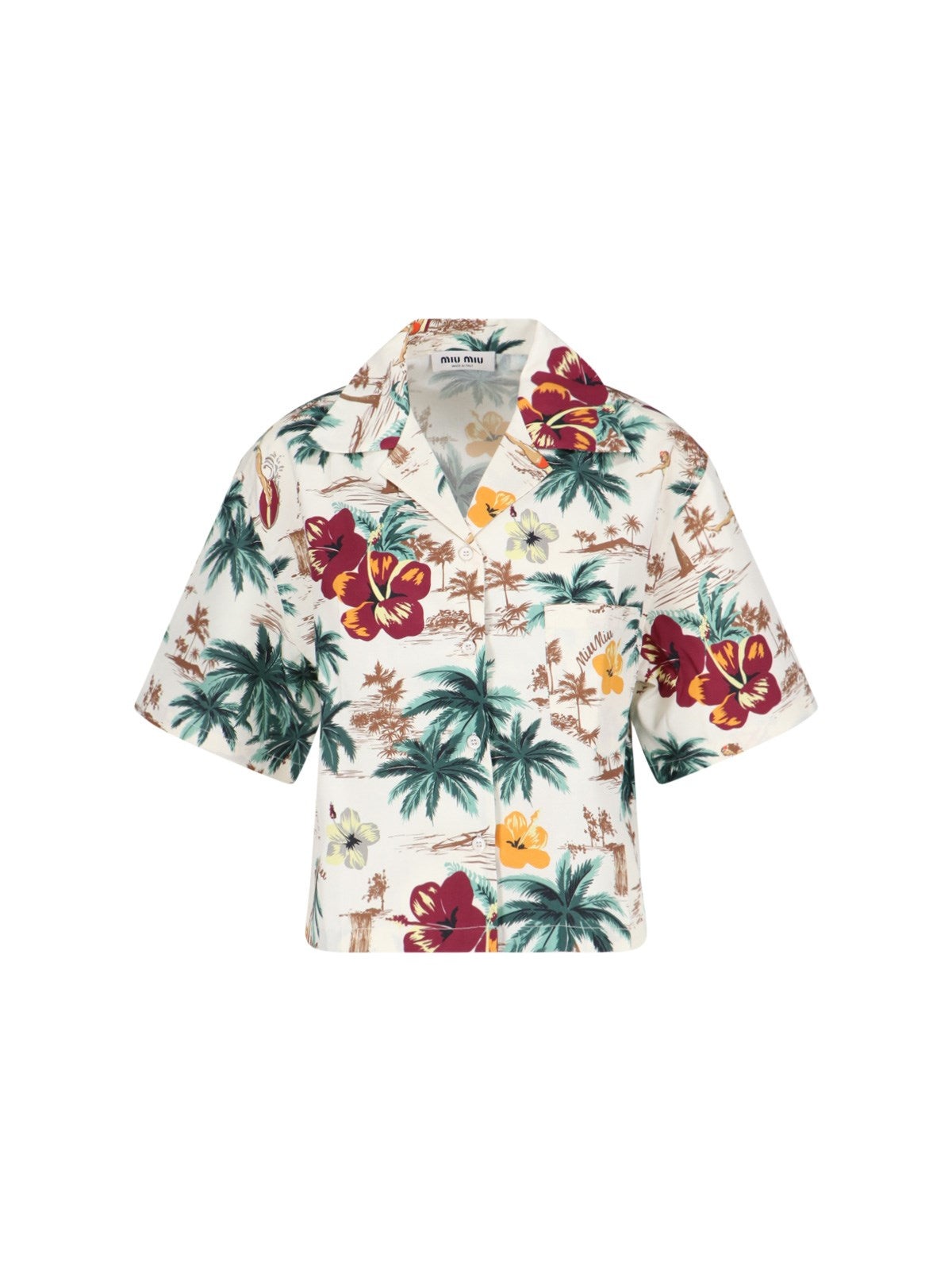 Miu Miu Women Printed Crop Shirt - 1